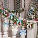 24 Pcs Velvet Christmas Bows for Christmas Tree 4.72" Rustic Crafts Gift Velvet Ribbon Twist Tie Bows for Xmas Wreaths Garland Gift Wrapping Wedding Decor(Peacock Blue,White,Blue)