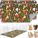 2 Pack Guinea Pig Bedding, Washable Guinea Pig Cage Liner Reusable Guinea Pig Mat Waterproof Guinea Pig Bedding for Cage, Super Absorbant Guinea Pig Pee Pads for Small Animals Hamster Rabbit Squirrel (Mushrooms)