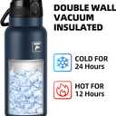 Fanhaw 32 Oz Insulated Stainless Steel Water Bottle with Chug Lid Wide Mouth, Leak-Proof, BPA-Free Ideal for Kids, Adults, Sports, Gym, and Outdoor Use (Navy Blue)