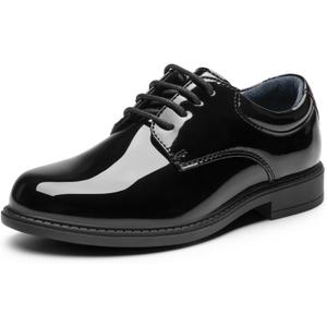 Bruno Marc Lace-Up Comfortable Fashion Shoes, Size 3 Little Kid, Black-Pat, SBOX2401K