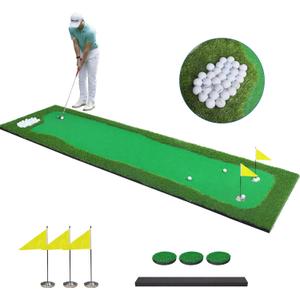 Golf Putting Green Indoor 3.3x10 Ft Large Golf Putting Mat Professional Artificial Grass Turf Practice Mat with Sand Pit for Home, Office & Outdoor