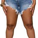 PINSV Women's High Waisted Crossover Denim Shorts (Large, Light Blue)