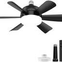 SINCETORE Ceiling Fans,18" Low Profile Ceiling Fan with Lights Remote Control, Socket Fan Lighting & Ceiling Fans, Indoor/Outdoor Ceiling Fan with Lights Flush Mount, (black)