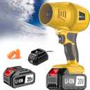 4.0Ah Cordless Snow Blower, Electric Cordless Leaf Blower with Battery and Charger, 20V Lightweight Battery Powered Air Blowers for Lawn, Patio, Car Dryer Snow Blower Turbo Fan (1 Battery Yellow)