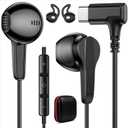 USB C Earbuds Wired Headphones 90° Right Angled Plug in USBC Ear Buds for Apple Headphone Laptop Computer Wire Corded Earphones for iPhone Air 17 17e 16 16e 15 for Samsung S26 Ultra S25 S24 S23 Black