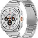 Metal Bands Compatible with Samsung Galaxy Watch Ultra Band (2025/2024) 47mm, No Gap Stainless Steel Strap for Women and Men, Silver