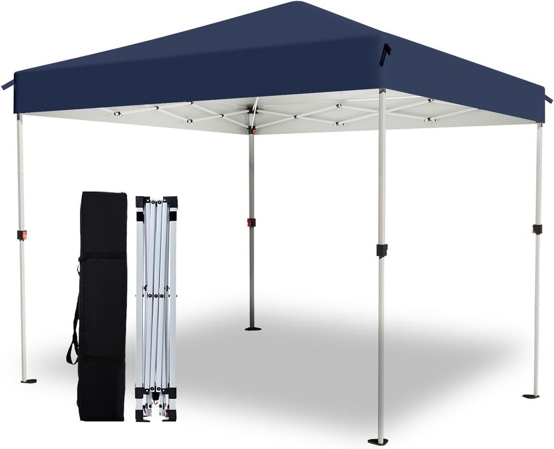 10×10FT Pop Up Canopy with One Push Setup,Heavy Duty Waterproof Folding Tent for Camping Parties Events Parties,Outdoor Canopy,Portable Sun Shelter,3 Adjustable Height