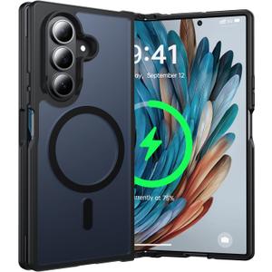 NO.1 Magnetic for Samsung Galaxy Z Fold 7 Case Compatible with MagSafe [Military Grade Drop Tested][Translucent Matte][Anti-Fingerprint] Soft Silicone Bumper for Samsung Fold 7 Case Slim,Black