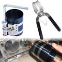 Piston Ring Compressor Tool, Car Engine Piston Ring Installer Removal Kit, Adjustable Compression Range 2"-6.9" Diameter (53mm - 175mm), Compressor Tool with Pistons Rings Pliers