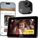 Ellie Baby Car Monitor, 2K UHD Backseat Monitor with Color Night Vision, Face Tracking, Dual Display for 2 Kids, Wide View Car Baby Camera, Smart Video Capture & App Control