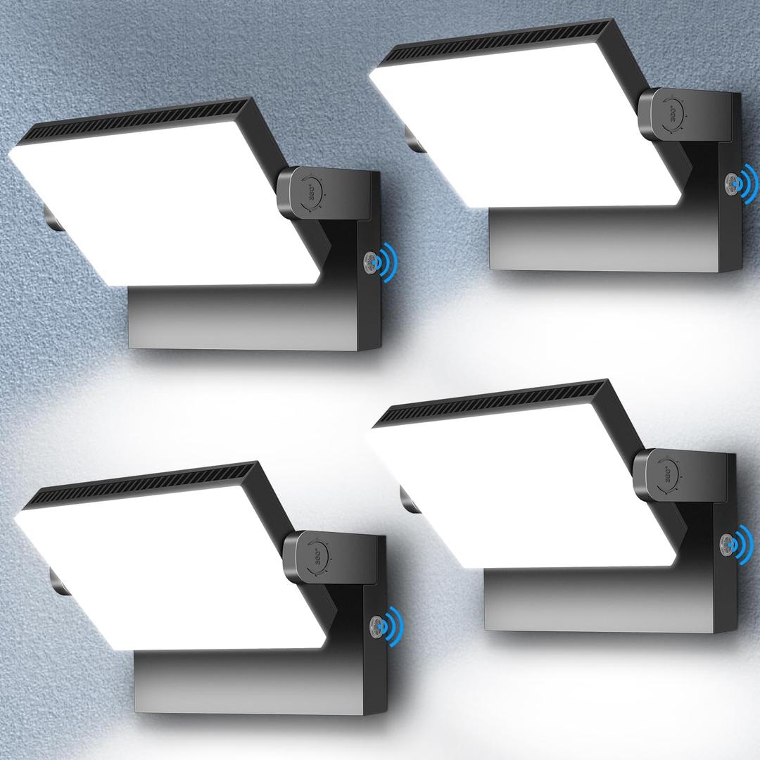 ledmo 150W LED Wall Pack Light Outdoor Dusk to Dawn LED Wall Pack Light Freely DIY Rotatable Modern 5000K Waterproof Black Security Floodlight Fixture for Shop House Area Barn4 Pack