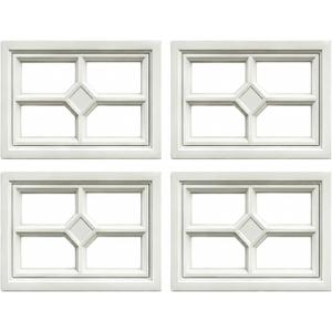 4 Pcs 20.7" 13.8" Garage Door Windows Inserts, Vinyl Window Frame and UV Resistant Acryl Glass, Garage Door Replacement Panels (Square Cross)