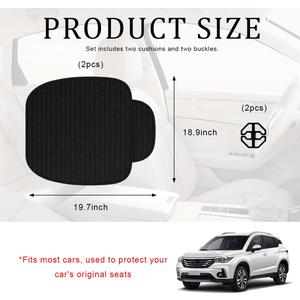 2 PCS Car Front Seat Protector Mats, 18.9"  19.7" Memory Foam Non-Slip Auto Cushion Pad, Breathable & Comfortable Vehicle Seat Protector Cover, Universal Car Accessories (Black)