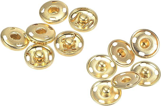 Uxcell 10 Set Sew-on Snap Buttons 10mm Metal Snap Fastener Buttons, Gold