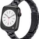 Thin Stainless Steel Bands Compatible with Apple Watch 38mm 40mm 41mm 42mm 44mm 45mm 46mm for Women, Metal Straps for iWatch Series 11 10 9 8 7 6 5 4 3 2 1 SE (Black)