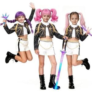 Pop Singer Costume Kids 3-14 Years Halloween Costumes Hunters Cosplay Outfit for Birthday Stage Performance