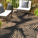 Outdoor Rug 9’x12’ Waterproof for Patio Clearance, Reversible Indoor Outdoor Plastic Straw Camping Rug Carpet, RV Mat, Large Area Rug for Deck, Backyard, Balcony, Porch, Beach, Black & Brown