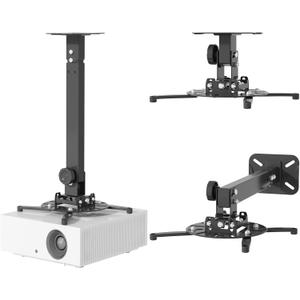 JOY worker Universal Projector Ceiling Mount Wall Bracket Holder Fits Flat or Sloped Ceiling Height Adjustable with Extendable Arms for Home and Office Projector