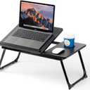 Laptop Desk for Bed Couch, Adjustable Foldable Bed Table with Cup Holder, Breakfast Serving Tray, Portable Laptop Lap Desk Stand for Working Reading Writing Eating Gaming in Bed Sofa Floor(Black)
