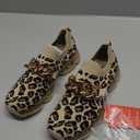 LUCKY STEP Women Air Cushion Fashion Sneakers Breathable Casual Comfortable Lightweight Walking Shoes (7, Beige/Leopard Chain)