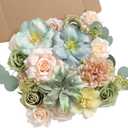 Serra Flora Artificial Flower Combo Fake Peony Rose Silk Flowers for DIY Wedding Bridal Bouquet Centerpieces Arrangements Party Decorations (Blue-green)