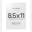 Homeforia White Picture Frame 8.5 x 11, High End Metal 8.5x11 Poster Frames with Mat 6x8 Photo, 8.5 x 11 Frame Matted to 6 by 8 Art, 8.5by11 Wall or Tabletop Frames, Tempered Glass, Wall Kit, Set of 1
