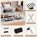 26.77" Full Assembled Luggage Rack for Guest Room, Set of 2 Suitcase Stand | Bamboo Foldable Luggage Stand Suitcase, Bedroom & Hotel, Luggage Holder with 5 Nylon Straps, 600D Oxford Fabric Shelf (White)