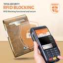 GSOIAX Men's Slim RFID Blocking Leather Wallet with Money Clip Minimalist Carbon Fiber Bifold Credit Card Holder 11 Card Slots Gift Box Included(Leather Brown)