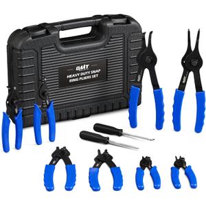 Orion Motor Tech 10pc Snap Ring Pliers Set, Internal & External Circlip Pliers Set with Straight Bent Pliers Hook and Pick, Heavy Duty Snap Ring and Circlip Removal Tool with Storage Case & Gloves (Black)