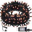 DAZZLE BRIGHT Halloween 300 LED String Lights, 100FT Connectable String Lights with 8 Lighting Modes, Halloween Decorations for Party Carnival Supplies, Indoor Outdoor Yard Garden Decor (Orange)