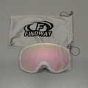 Findway Kids Ski Goggles, Kids Snowboard Goggles for Boys Girls Toddler age 3-12 (White Frame Pink Silver Lens(vlt 21%))