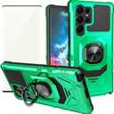 Ailiber Phone Case for Samsung Galaxy S24 Ultra 5G, Samsung S24Ultra 5G Case with Screen Protector, Ring Kickstand for Magnetic Car Mount, Heavy Duty Protective Phone Cover for Galaxy S24 Ultra-Green