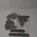 AuldHome Design Spooky Halloween House Village Silhouettes (Set of 3); Scary Haunted House Wood Statue Figurines Centerpiece Set