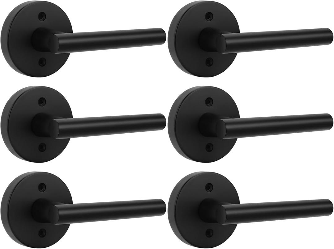 goldenwarm Dummy Door Handles, Black Dummy Door Levers, No-Turning Door Dummy Handles for Closet Doors (3 Pack), Zinc Alloy