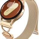 JKD Metal Bands Compatible with Galaxy Watch 7 6 5 4 Band 40mm 44mm, 20mm Watch Band X-Shape Stainless Steel Magnetic Mesh Loop Strap for Samsung Watch 4 6 Classic/Active 2/Watch 5 Pro Bands Women Men