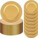 ejonirinjonir 13 Inch Gold Charger Plates,50pcs Charger Plates Bulk,Chargers for Dinner Plate,Plastic Chargers Plate for Wedding,Party