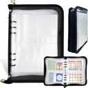 Sticker Organizer Binder Album - Reusable Sticker Storage Collecting Book With 40 Sheets of Pocket Page and A5 Size Zipper Closure Clear Cover (Black)