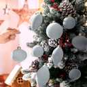 12 Pcs Grey Blue Velvet Christmas Ornaments Large Glass Velvet Christmas Balls Ornaments Bulk Flocked Tree Bulbs Set for Xmas Tree Party Holiday Decoration(No Diamond)