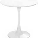 Giantex White Round Dining Table, 32 Inches Modern Tulip Kitchen Table w/ 0.9 Thickened Tabletop & Sturdy Metal Pedestal, Mid-Century Leisure Table for Small Places, Dining Room, Living Room, Cafe