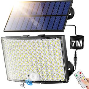 COOLNIGHT Solar Motion Lights Outdoor, [268LED/7M/5 Modes/Remote] Luces Solares para Exteriores, IP65 Solar Flood Lights Outdoor for Yard,Doorway,Porch,Shed,Garage[1PCS]