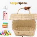 KOLWOVEN Rattan Storage Basket with Lid - Mouse in a Box - Small Doll House - Decorative Hand Woven Shelf Organizer - Cute Handmade Handcrafted Gift Decoration Artwork - Wicker (Natural)