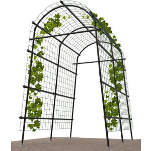 Garden Arch Trellis 7FT Extra Tall Polyethylene-Coated Stainless Steel Garden Trellis for Climbing Plants Outdoor Garden Trellis Arch for Cucumber Trellis | Gardening Trellis with Clips (Black)