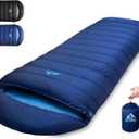 Down Sleeping Bag for Adults. 680FP Ultralight Portable, Backpacking Sleeping Bag for Hiking, Camping, Mountaineering, expeditions and Backpacking. with Compression Sack (Blue 44F, XL)