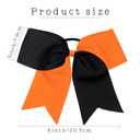 16PCS 8" Large Cheer Hair Bows Ponytail Holder Elastic Band Handmade for Cheerleading Teen Girls College Sports (Black/Orange, 1 Count (Pack of 16))