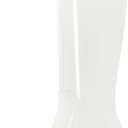 Wide Calf Knee High Boots For Women Plus Size Side Zipper Leather Chunky Heel Boots Heeled Pointed Toe Tall (6 Wide, White/Patent)