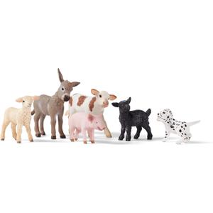 Schleich Farm World - 6 PC Baby Farm Animal Playset with Puppy, Lamb, Goat, Piglet, Calf and Donkey Toys - Realistic Barnyard Figurines - Fun Educational Figures for Kids and Toddlers Ages 3+