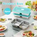 YQL 3 Pack Stainless Steel Snack Containers with Lids, Double Compartment Snack Box for Lunch Prep, Reusable Leakproof Bento Box, Food Storage Containers for Travel, Office, Camping
