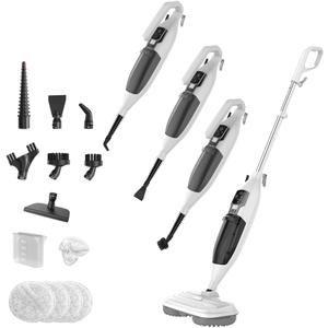 Steam Mop with 13 Accessories,Steam Cleaner for Home,Floor Scrubber spin mop for Hard Floors Deep Cleaning, 4 Washable Mop Pads for Home Use, 550ml Capacity,30 Second Heat-Up(White)