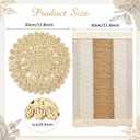 Boho Wedding Placemats Set of 6 - Handmade Farmhouse Rustic Table Decor, Natural Cotton Burlap and Water Straw Woven Round & Rectangular Mats for Bridal Shower, Reception & Holiday Hosting