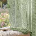 Anmao Vintage Sage Green Lace Curtains 63 Inches Long 2 Panels Sets, Romantic Light Filtering Semi Sheer Floral Thick Lacy Curtain Drapes for Living Room and Bedroom, Each Panel 55W x 63L, Sage Green
